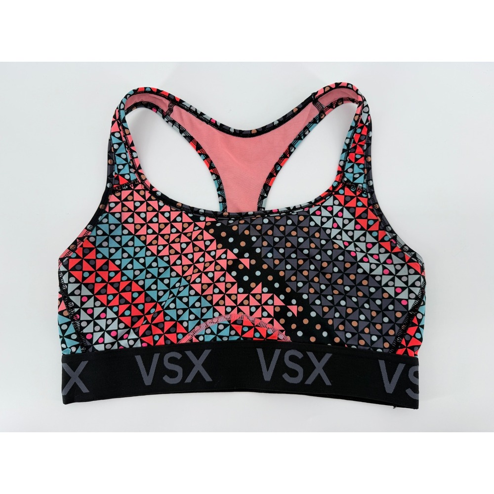 VSX Victoria's Secret Sport Geometric Racerback‎ Sports Bra Pink Blue Black Med